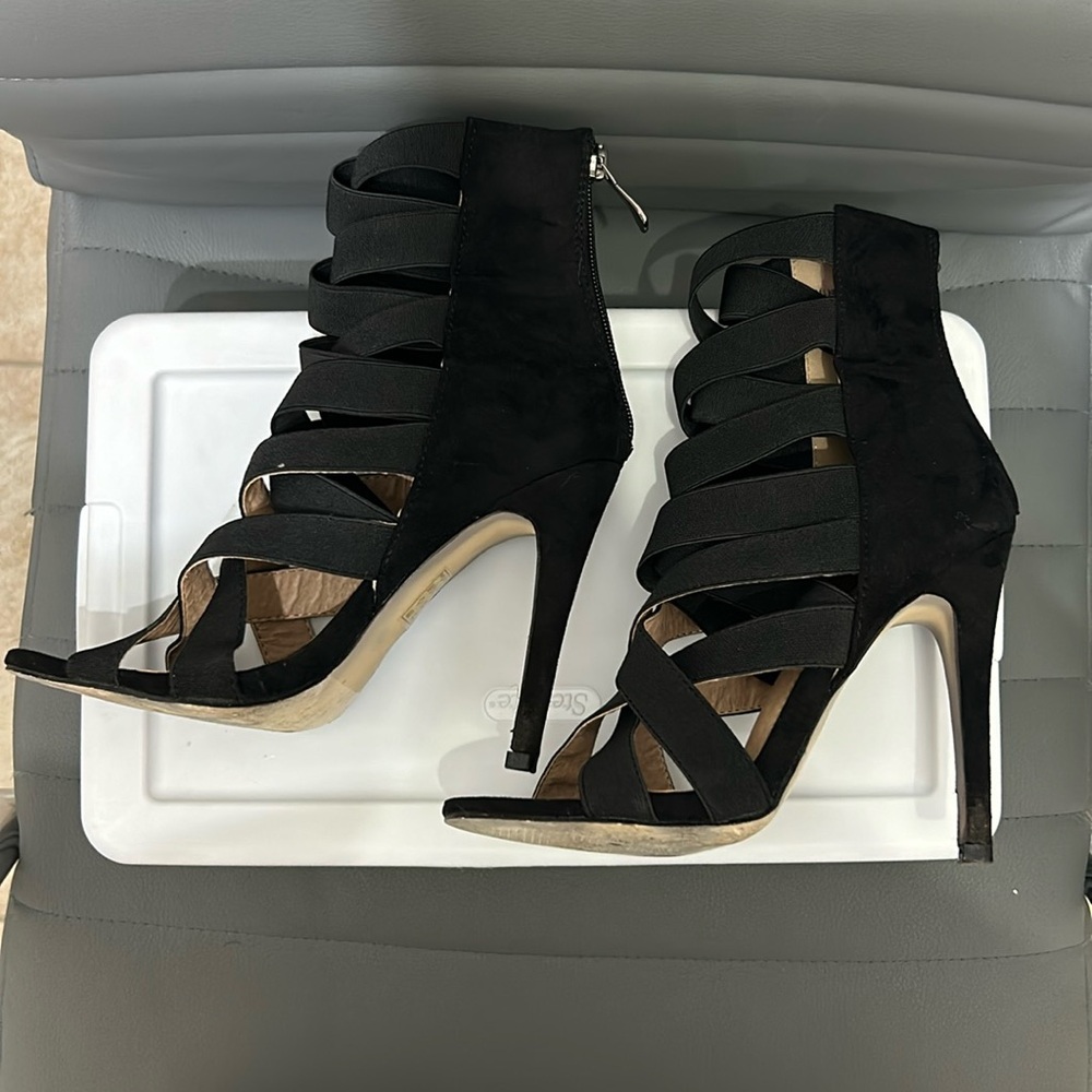 Black strapped heels